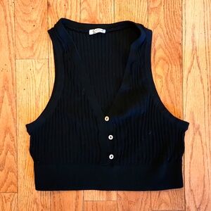 Free People - cropped ribbed tank/vest, size L